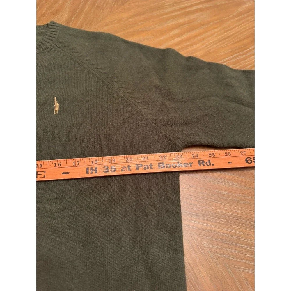 J. Crew Mens 100% Lambs Wool Sweater Size L Crew Neck Hunter Green Embroidered